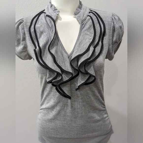 Heart Soul ruffled grey shirt - Picture 3 of 7